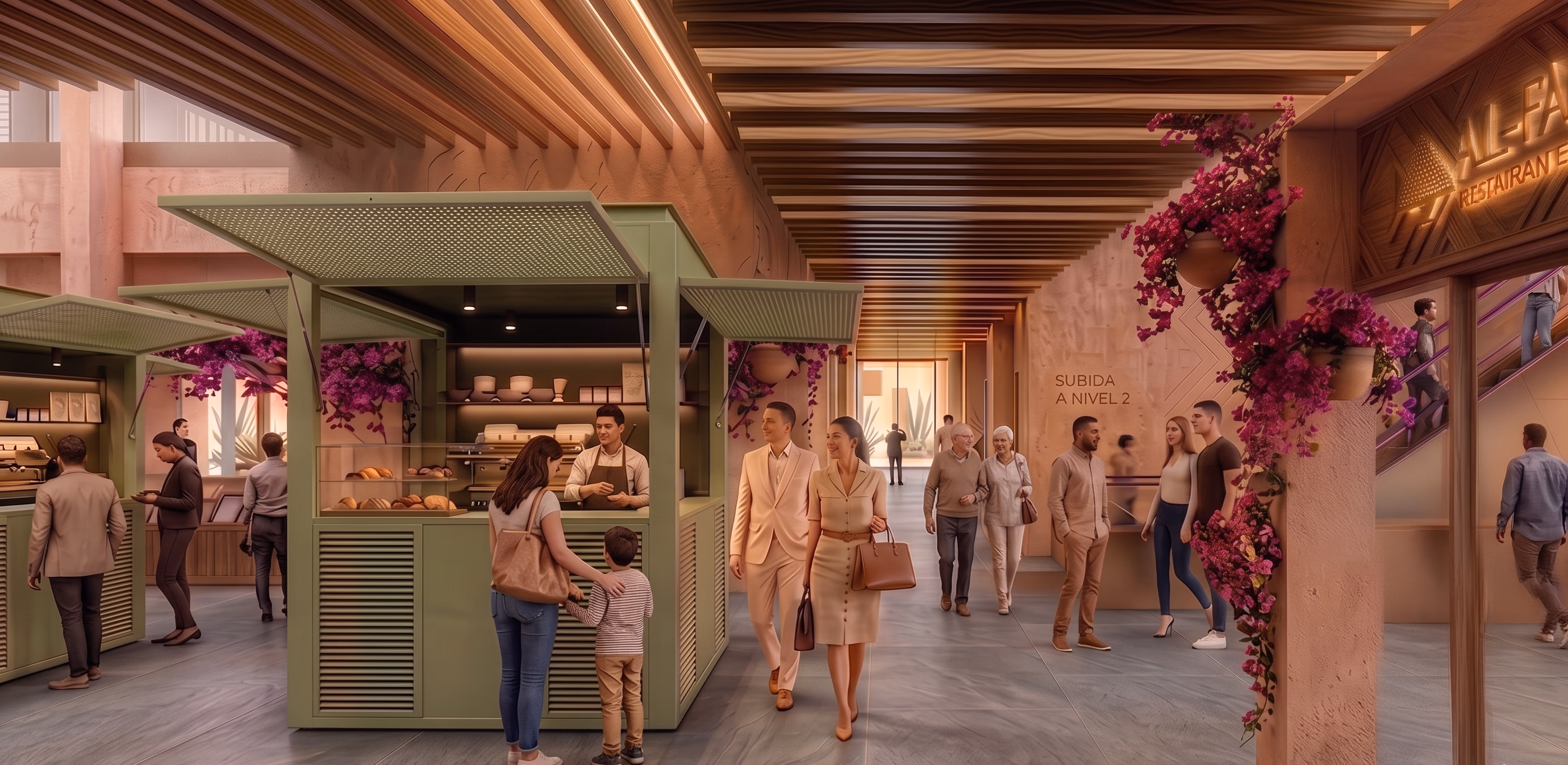 Pasillo comercial en planta baja